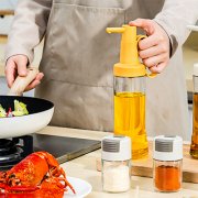 安东尼按压定量油嘴透明玻璃油壶 酱油醋调味瓶 500ml--芒果黄